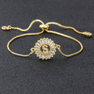 Zircon Letter Charm Bracelets Adjustable Chain For Women Lovers Best Jewelry Gift